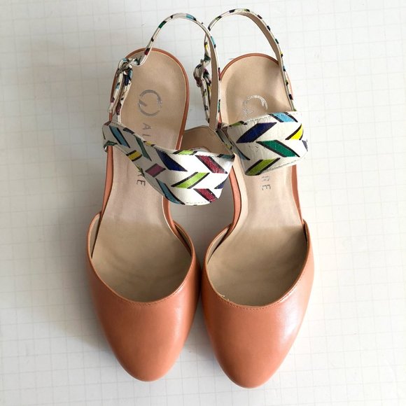 NWOB Alterre blush pink carnaval print interchangeable elsie strap heels mules - Picture 3 of 9